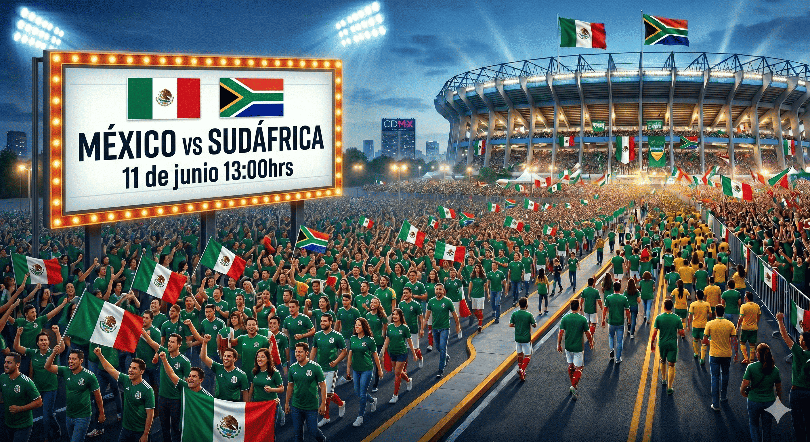 Mexico 🇲🇽 vs Sudáfrica 🇿🇦 - 11 de junio, 13:00hrs