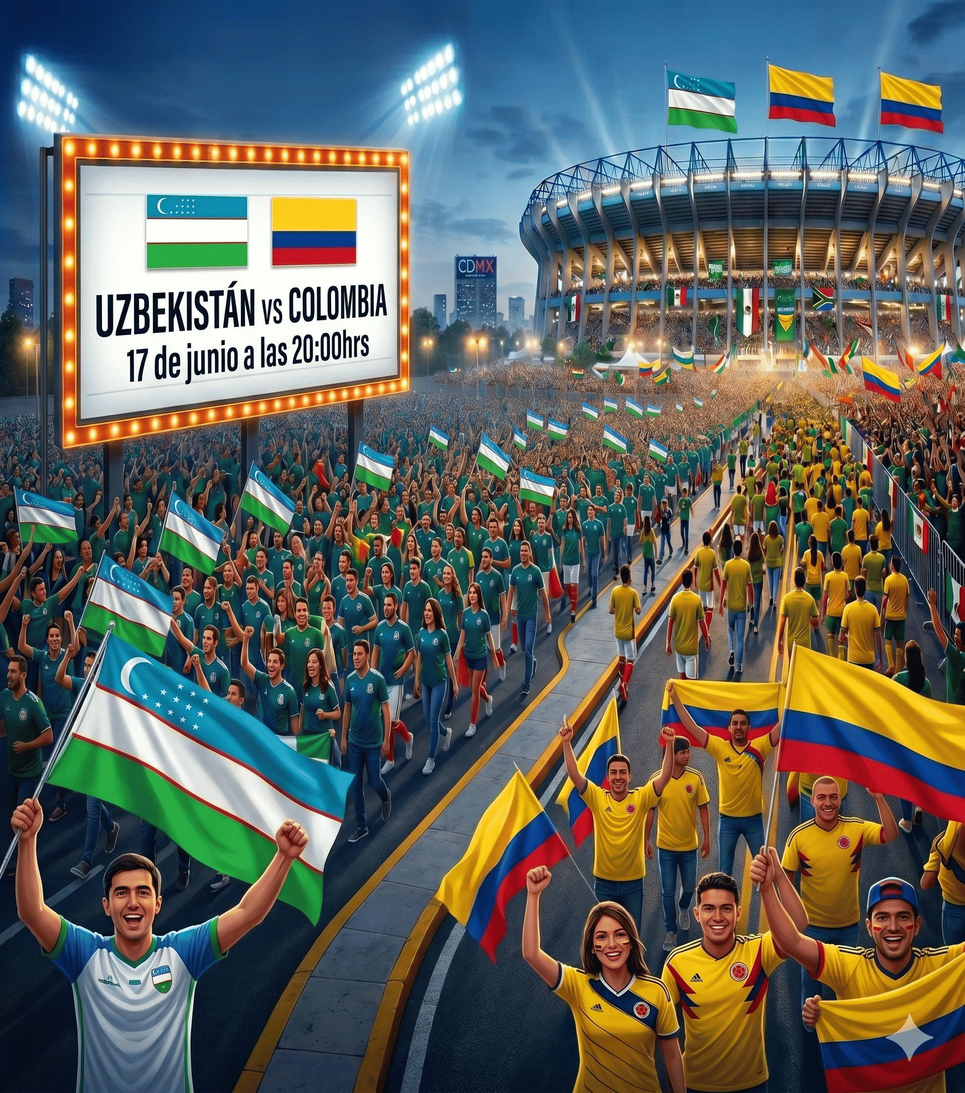 Uzbekistán 🇺🇿 vs. Colombia 🇨🇴 - 17 de junio a las 20:00hrs